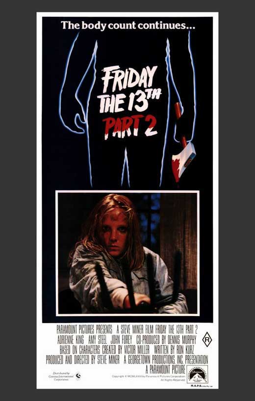 Friday the 13th Part 2 Movie Poster Print, iconic horror film art.