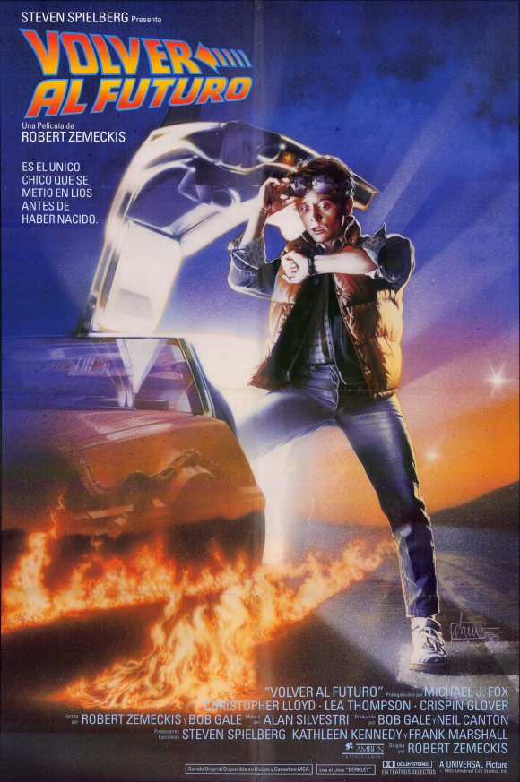 Back to the Future Movie Poster Print featuring the DeLorean.