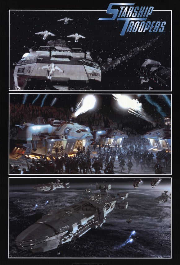 Starship Troopers Movie Poster Print featuring iconic sci-fi imagery.