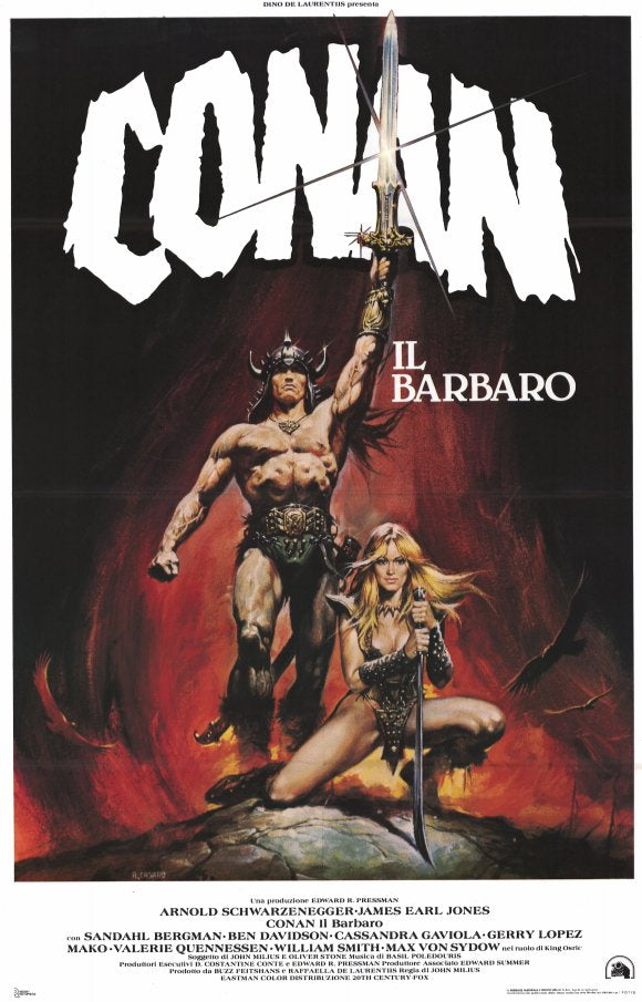 Conan the Barbarian Movie Poster Print showcasing dynamic fantasy imagery.