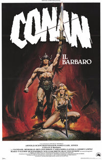 Conan the Barbarian Movie Poster Print showcasing dynamic fantasy imagery.