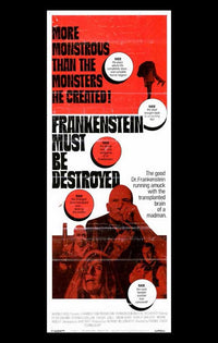 Frankenstein Must Be Destroyed Movie Poster Print featuring classic horror theme.