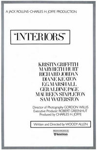 Interiors Movie Poster Print showcasing cinematic elegance.