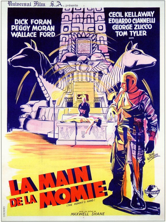 The Mummy's Hand Movie Poster Print showcasing classic horror film art.
