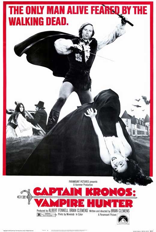 Captain Kronos: Vampire Hunter Movie Poster Print showcasing vintage horror theme.