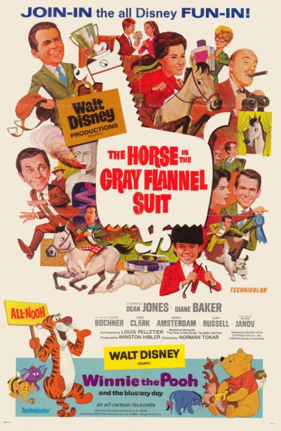 The Horse In the Grey Flannel Suit Movie Poster featuring whimsical Disney imagery.