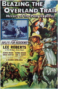 Blazing the Overland Trail Movie Poster Print showcasing vibrant colors and adventurous imagery.