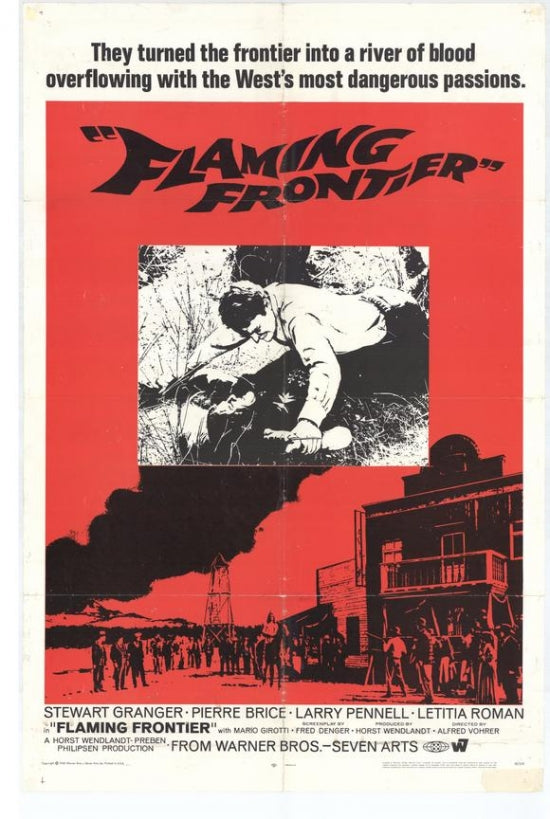 Flaming Frontier Movie Poster Print showcasing adventurous Wild West theme.
