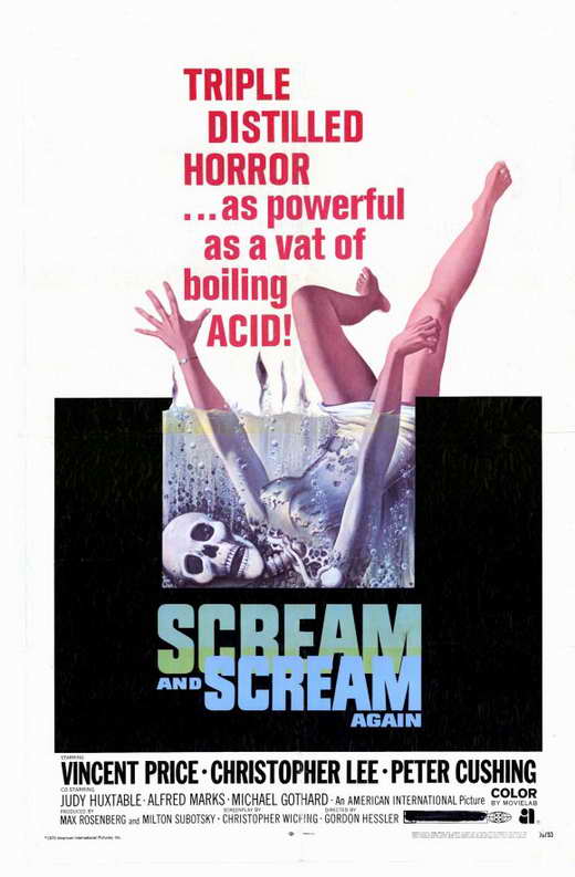Scream and Scream Again Movie Poster Print showcasing classic horror film artwork.