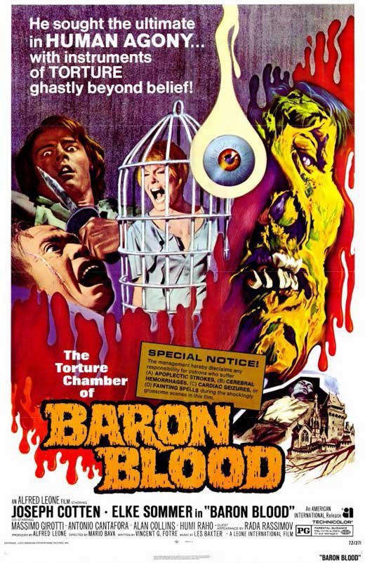 Baron Blood Movie Poster Print showcasing horror classic artwork.