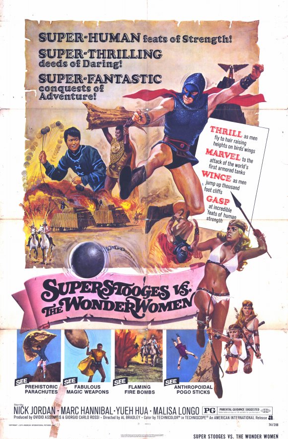 Super Stooges vs the Wonder Women Movie Poster Print featuring classic comedy.