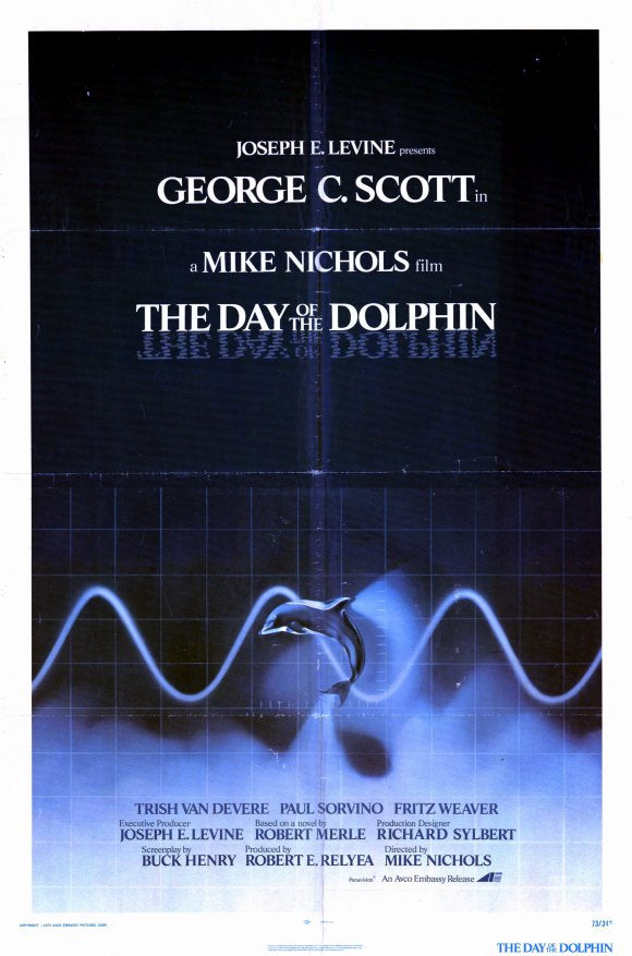 The Day of the Dolphin Movie Poster Print featuring dolphins and cinematic art.