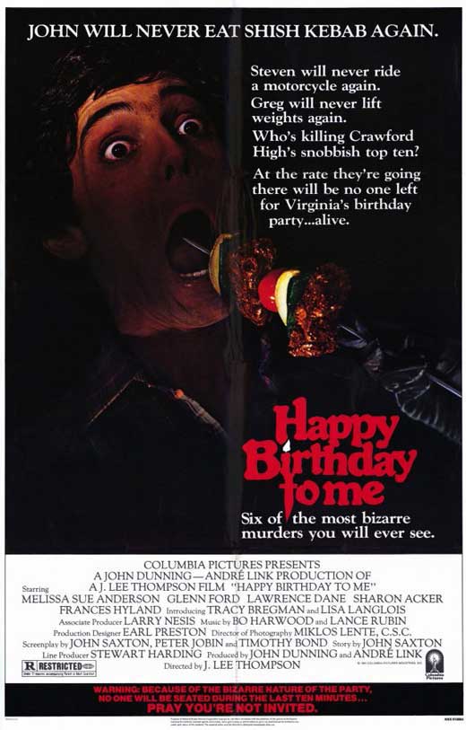 Happy Birthday to Me Movie Poster Print featuring vibrant colors and celebratory theme.