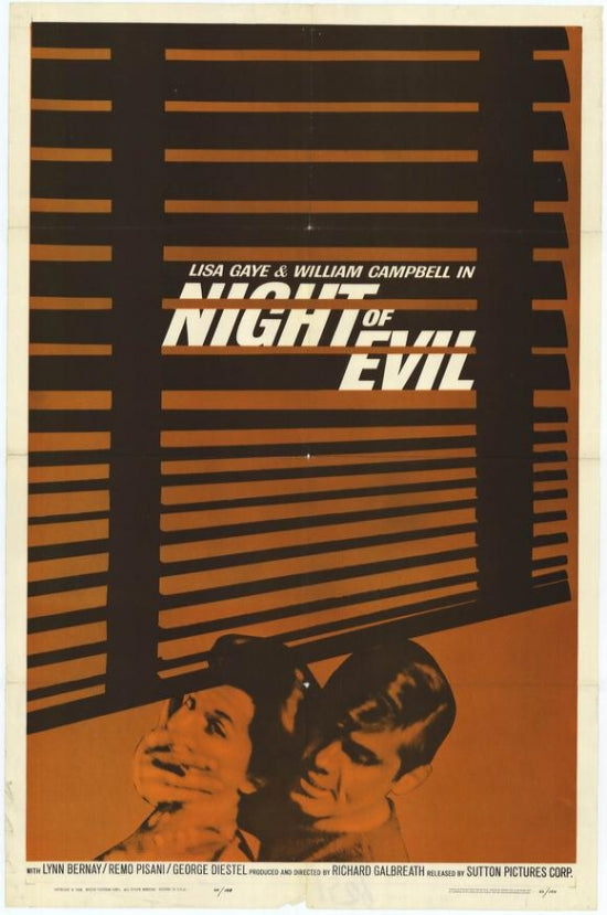 Night of Evil Movie Poster Print showcasing classic horror artwork.