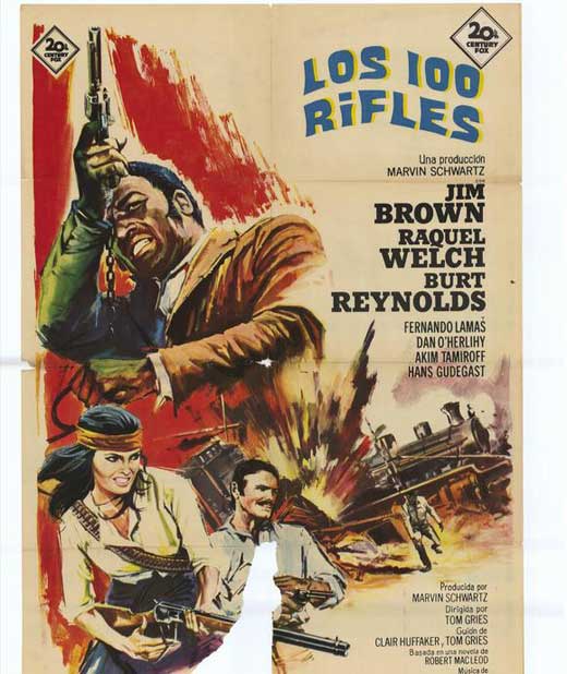 100 Rifles Movie Poster Print showcasing dynamic visuals.