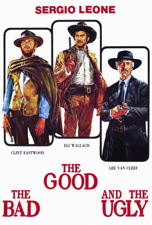 The Good, the Bad and the Ugly Movie Poster Print showcasing iconic film imagery.