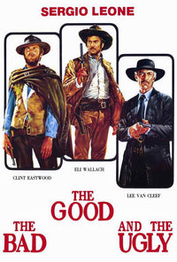 The Good, the Bad and the Ugly Movie Poster Print showcasing iconic film imagery.