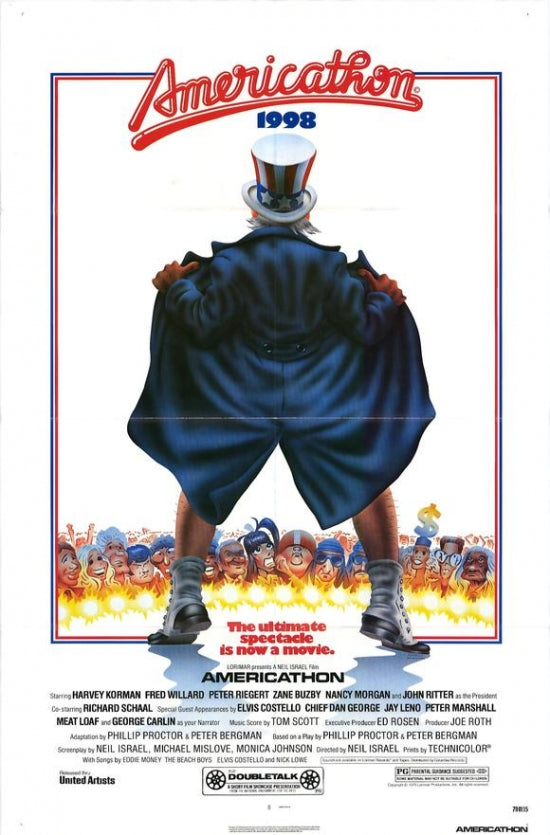 Americathon Movie Poster Print showcasing vibrant colors and humor.