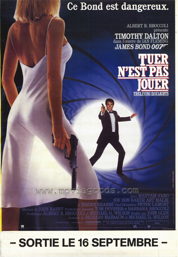 The Living Daylights Movie Poster Print featuring James Bond in action.