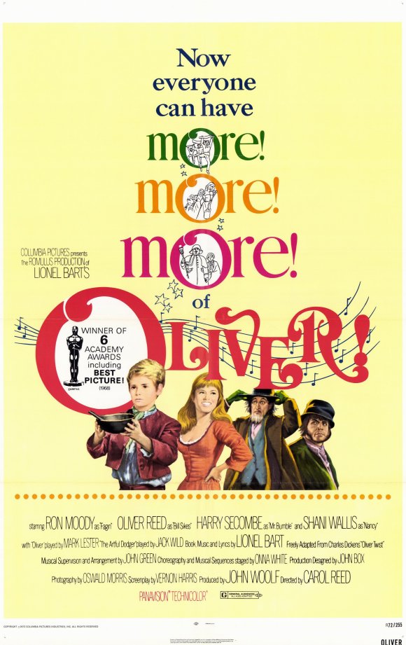Oliver! Movie Poster Print featuring vibrant colors and classic design.