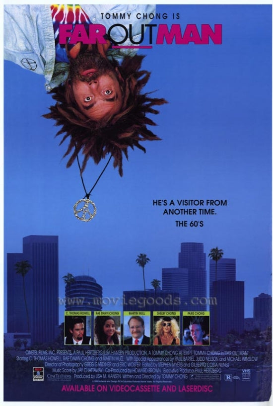 Far Out Man Movie Poster Print featuring vibrant artwork.
