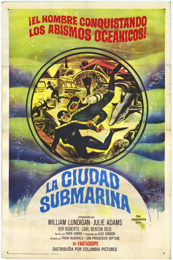 The Underwater City Movie Poster Print featuring an underwater metropolis.