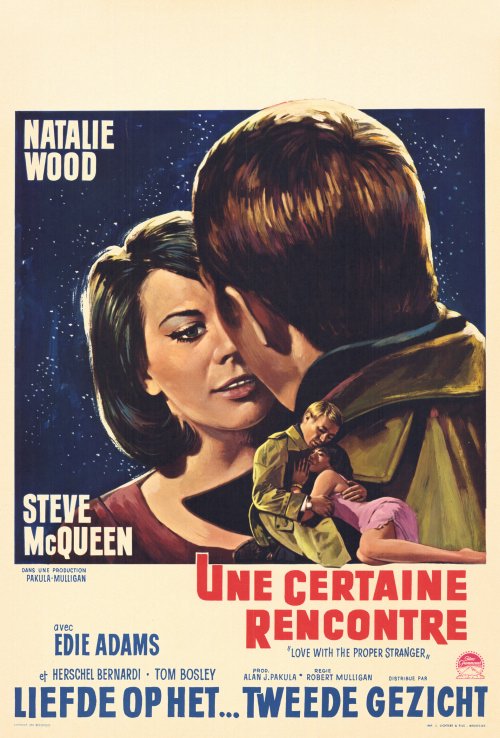 Love with the Proper Stranger movie poster print featuring classic romance art.