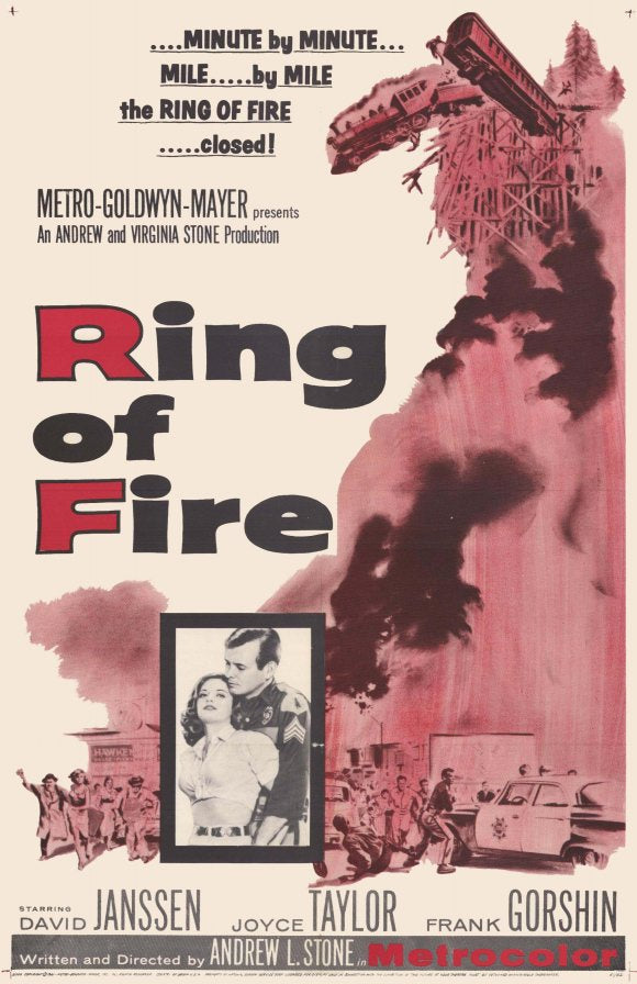 Ring of Fire Movie Poster Print featuring vibrant artwork.