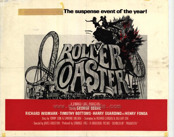 Rollercoaster Movie Poster Print featuring thrilling amusement park imagery.
