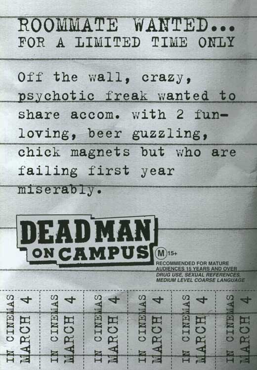 Dead Man on Campus Movie Poster Print showcasing iconic film art.