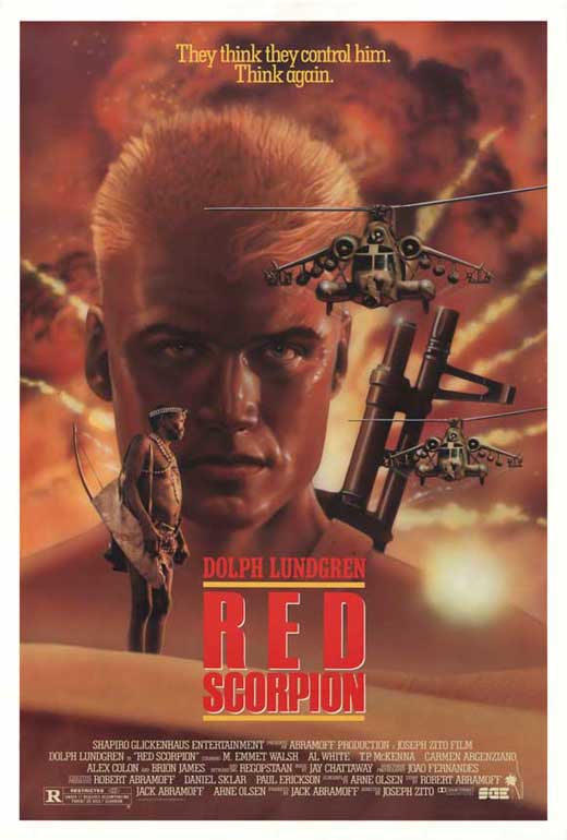 Red Scorpion Movie Poster Print featuring dynamic action scenes.