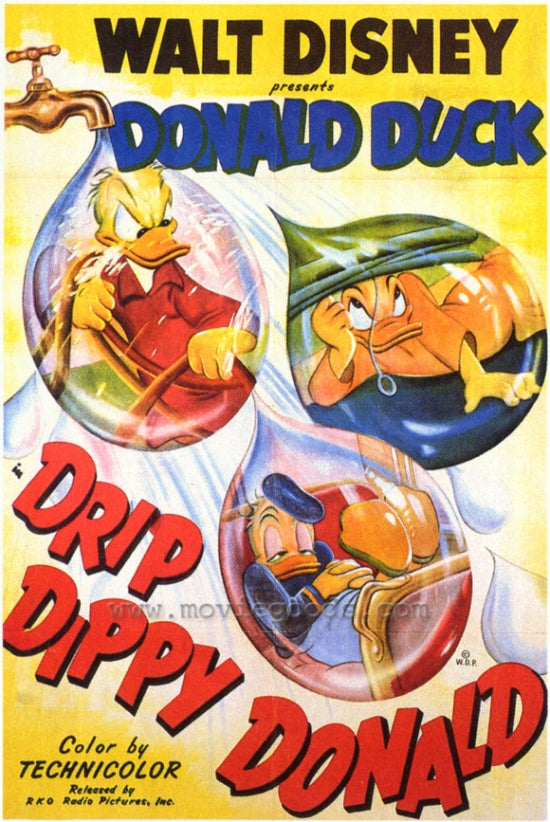 Drip Dippy Donald Movie Poster Print featuring vibrant colors and classic Disney character.