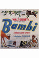 Bambi Classic Movie Poster Print featuring Bambi and friends in a forest setting.