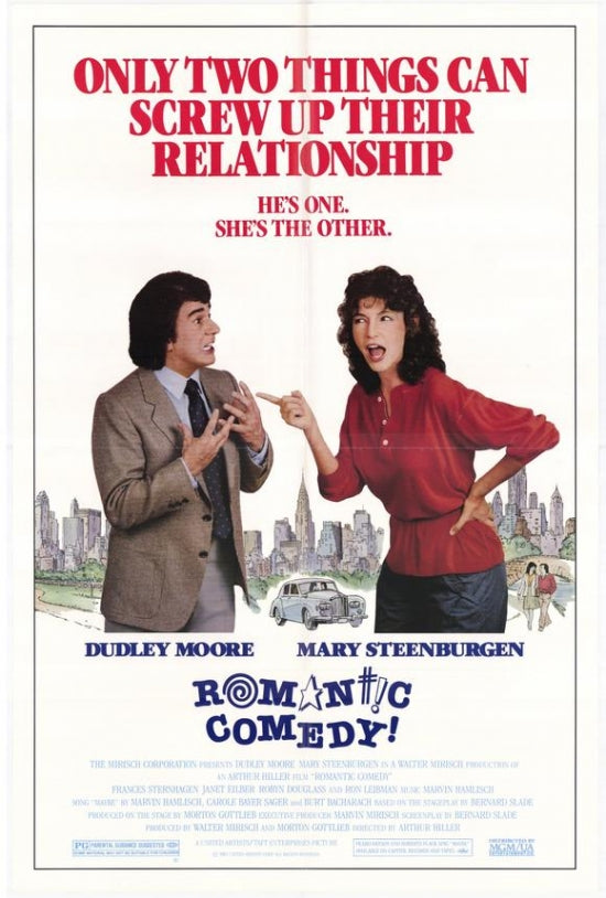 Romantic Comedy Movie Poster Print featuring vibrant colors and fun design.