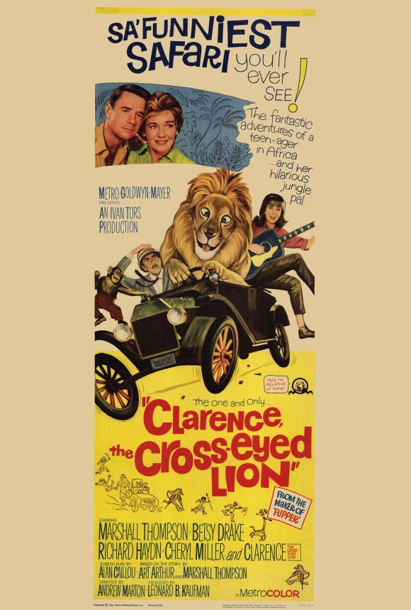 Clarence the Cross-Eyed Lion Movie Poster Print, vibrant and nostalgic artwork