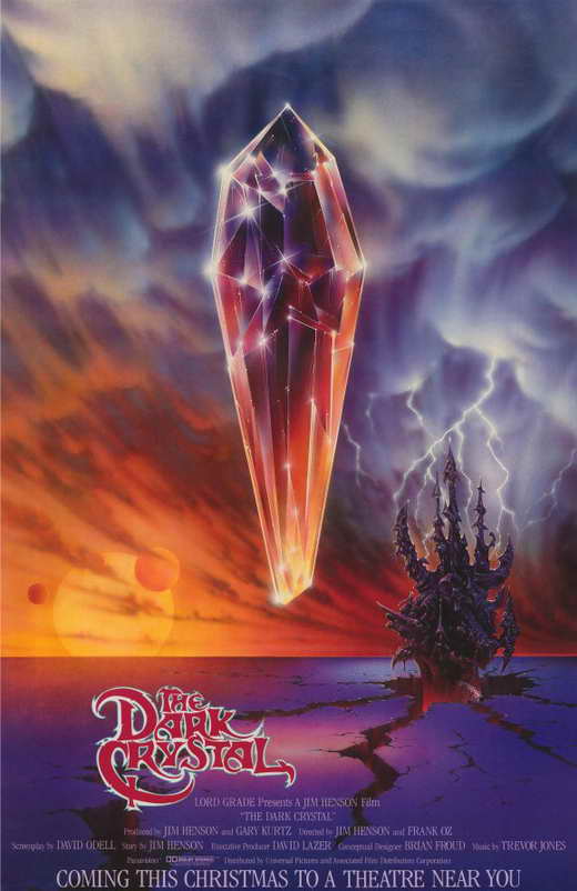 The Dark Crystal Movie Poster featuring iconic characters from the fantasy film.