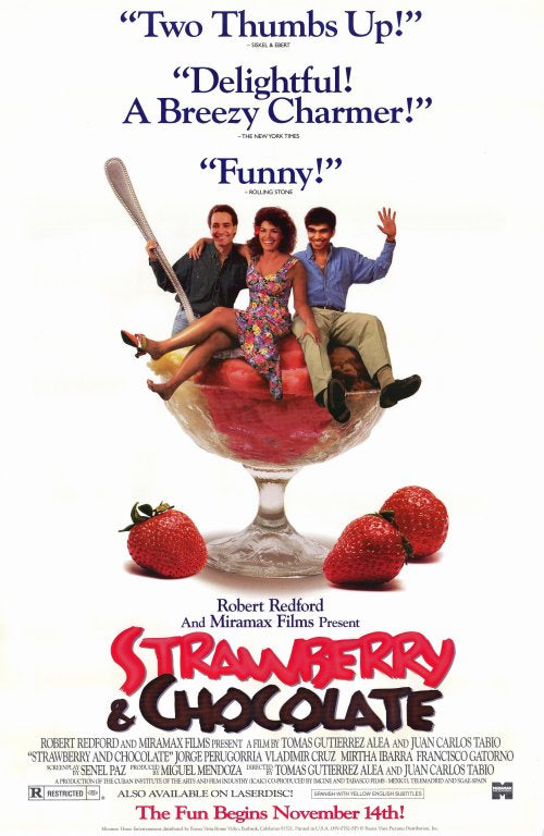 Strawberry and Chocolate Movie Poster Print showcasing vibrant colors and whimsical design.