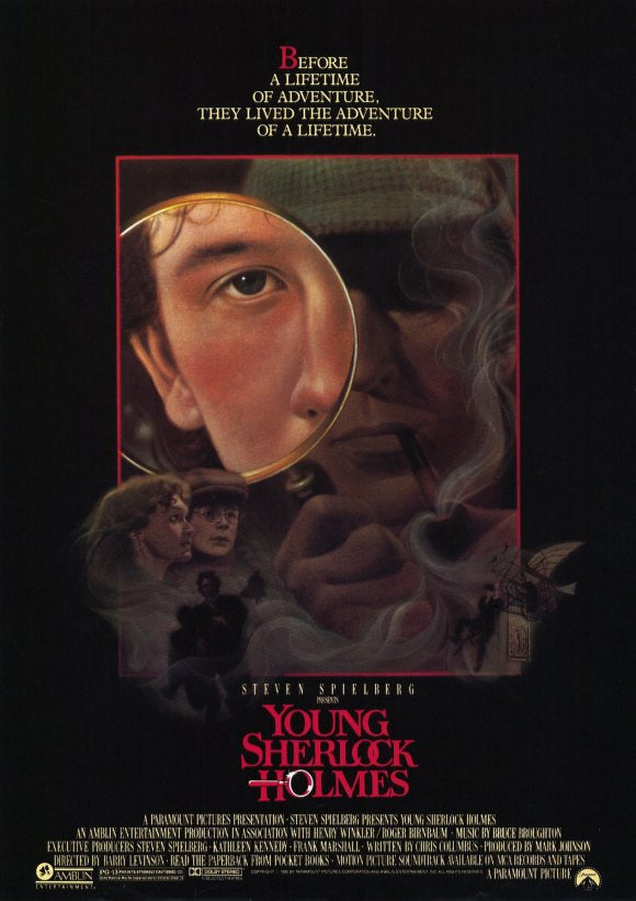 Young Sherlock Holmes Movie Poster Print featuring iconic imagery of the young detective.