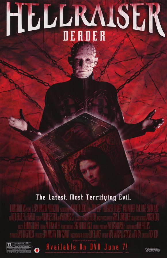 Hellraiser: Deader Movie Poster Print featuring chilling imagery from the film.