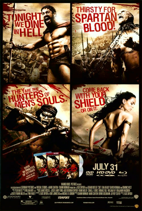 300 Movie Poster Print featuring epic battle scenes from the film.
