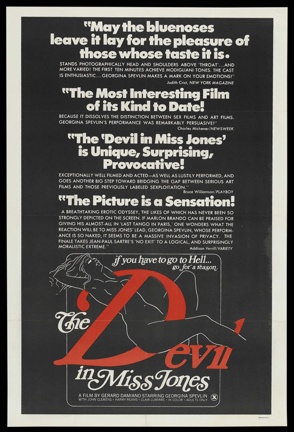 The Devil in Miss Jones Movie Poster Print featuring vintage film art.