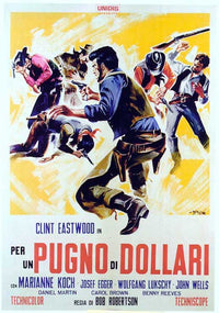 A Fistful of Dollars Movie Poster Print featuring iconic western imagery.