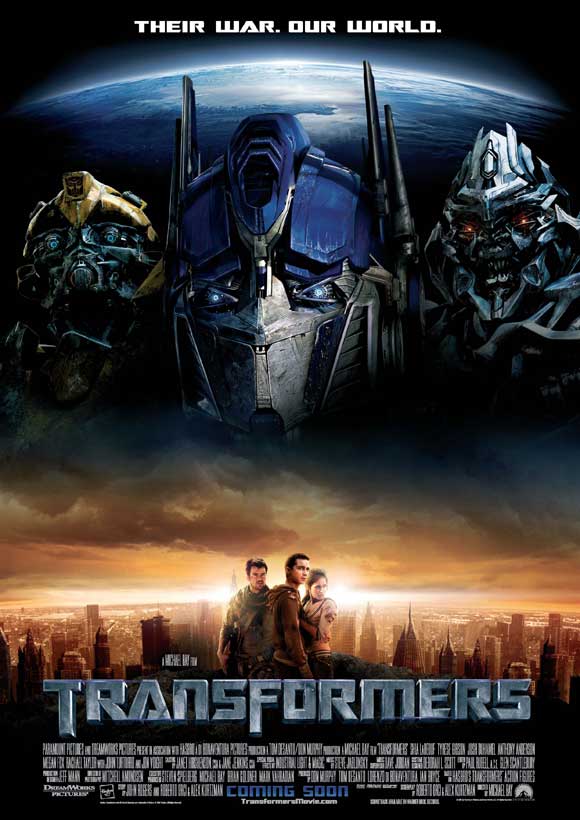Transformers Movie Poster Print featuring iconic characters and action scenes.