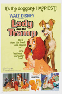 Lady and the Tramp Movie Poster Print featuring iconic Disney characters.