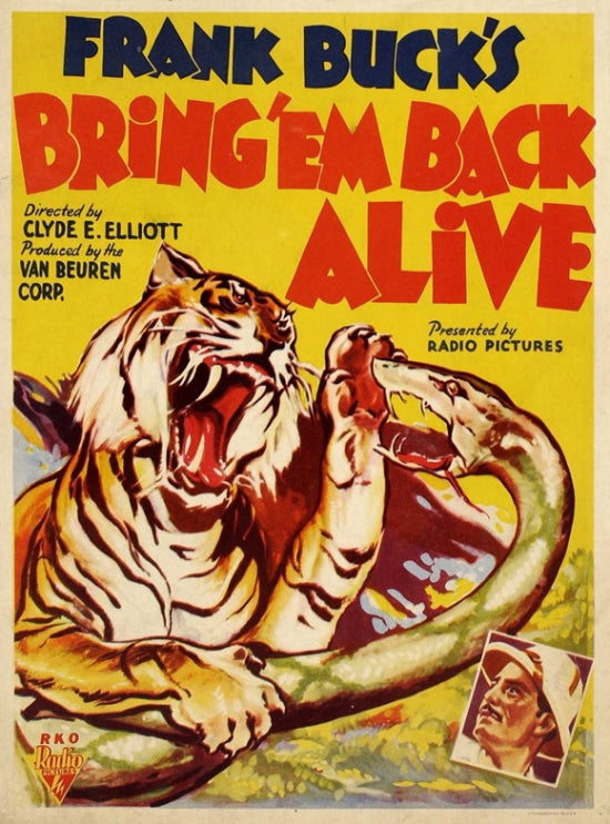 Bring 'Em Back Alive Movie Poster Print featuring classic film adventure.