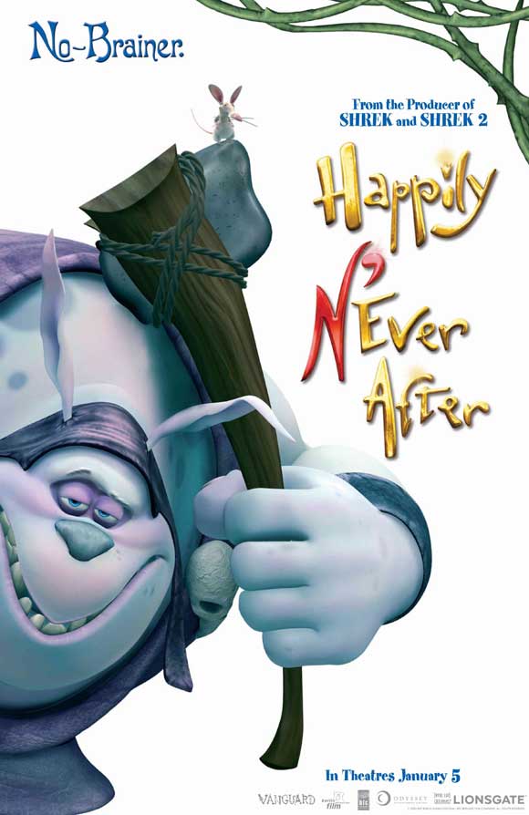 Happily N'Ever After Movie Poster Print showcasing whimsical animated characters.