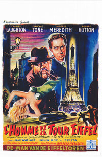 The Man on the Eiffel Tower Movie Poster Print featuring classic film art.