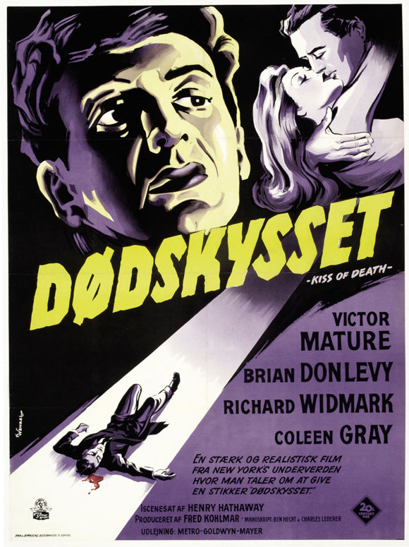 The Kiss of Death Movie Poster Print showcasing dramatic imagery.