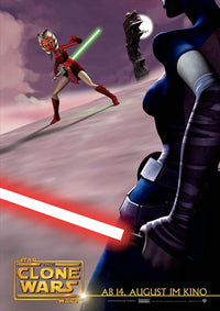 Star Wars: The Clone Wars Movie Poster Print featuring iconic characters and vibrant artwork.