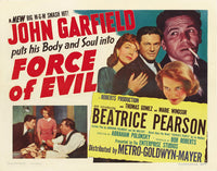 Force of Evil Movie Poster Print featuring classic cinematic themes.